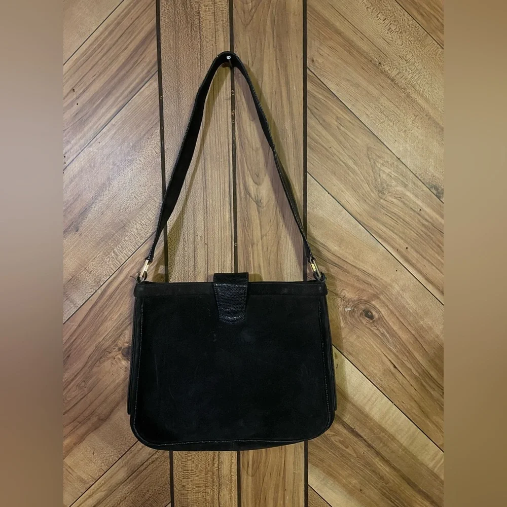 Vintage Gucci Blondie 1970’s Black Suede Leather Shoulder Bag GG Logo - Picture 6 of 15
